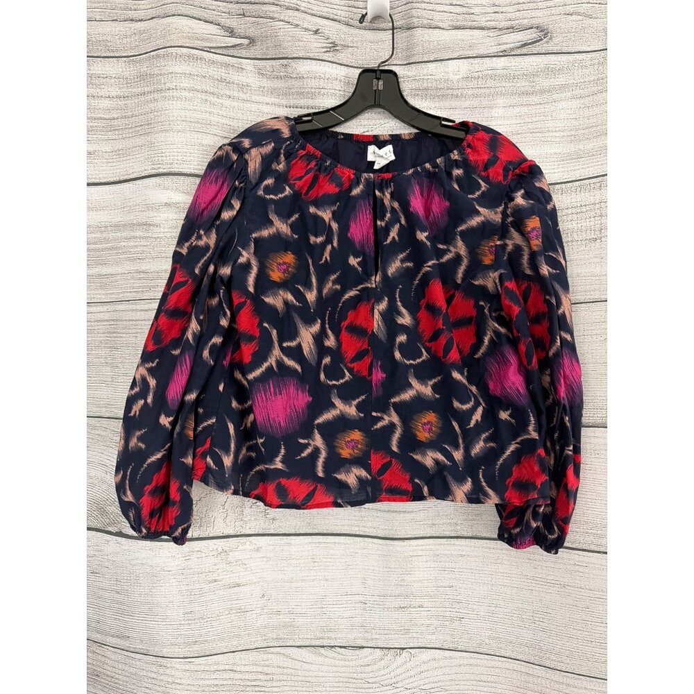 Velvet By Graham & Spencer Twilight Fraser Printed Silk Cotton Voile Top Size Xs